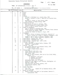 No. of Boxes J Containing I5?Folders + 35 Over; of 13 Pages Ac. No. 0019