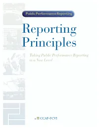 Reporting Principles Taking Public Performance Reporting to a New Level