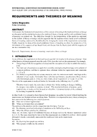 Requirements and Theories of Meaning