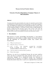 Toward a Practical Dependency Grammar Theory of Discontinuities