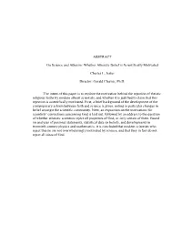 ABSTRACT on Science and Atheism: Whether Atheistic Belief Is