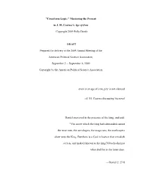 "Cruciform Logic:" Mastering the Present in JM Coetzee's Age of Iron