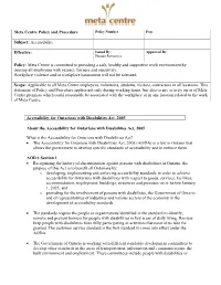Meta Centre Policy and Procedure Policy Number: Page