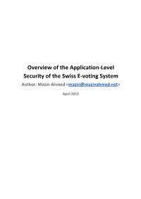 Overview of the Application-Level Security of the Swiss E-Voting System