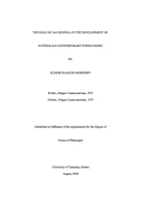 The Role of Jan Sedivka in the Development of Australian
