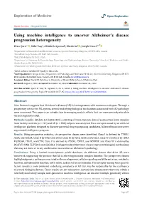 Using Machine Intelligence to Uncover Alzheimer's Disease Progression