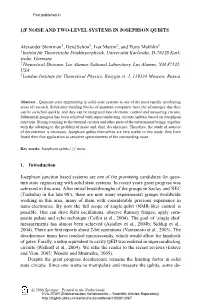 1/F Noise and Two-Level Systems in Josephson Qubits 11