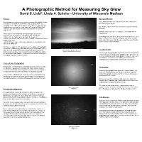 A Photographic Method for Measuring Sky Glow David S