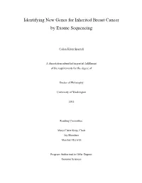 Identifying New Genes for Inherited Breast Cancer by Exome Sequencing