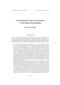 Law and Morality Under Evil Conditions: the SS Judge Konrad Morgen
