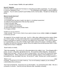 Socratic Seminar TEMPLATE and SAMPLES