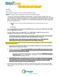 Voluntary Product Recall on Specified VUSE VIBE Products