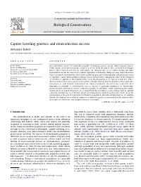 Captive Breeding Genetics and Reintroduction Success