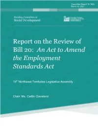 Report on the Review of Bill 20: an Act to Amend the Employment Standards Act