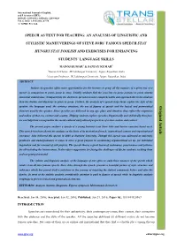 Speech As Text for Teaching an Analysis of Linguistic