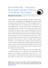 Towards a Neuropsychological Theory of Aesthetic Perception Ensaio