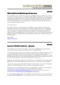 Will the Swedish Research Bill Include Support for Open Access? The