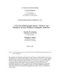 A Two-Tiered Demographic System: “Insiders” and “Outsiders” in Three Swabian Communities, 1558-1914