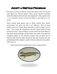 Adopt-A-Reptile Program Packet