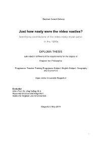 Just How Nasty Were the Video Nasties? Identifying Contributors of the Video Nasty Moral Panic