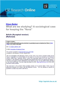 What Are We Studying? a Sociological Case for Keeping the "Nova"