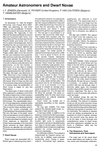 Amateur Astronomers and Dwarf Novae