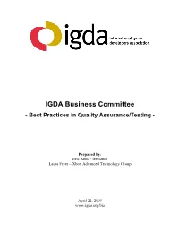 Best Practices in Quality Assurance/Testing