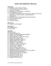 Crash Cart Inventory Checklist