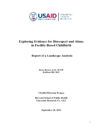 Exploring Evidence for Disrespect and Abuse in Facility-Based Childbirth