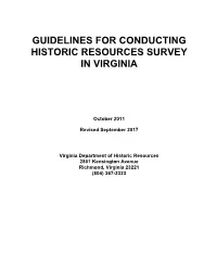 Guidelines for Conducting Historic Resources Survey in Virginia