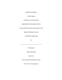 High Efficiency Moped a MQP Proposal Submitted to the Faculty Of