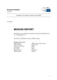 Mission Report Following the Ad Hoc Delegation