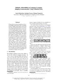 Multiple Admissibility: Judging Grammaticality Using Unlabeled Data in Language Learning