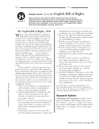PRIMARY SOURCE from the English Bill of Rights