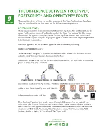 The Difference Between Truetype®, Postscript® and Opentype™ Fonts