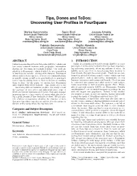 Tips, Dones and Todos: Uncovering User Profiles in Foursquare