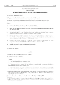 Amending Decision 2012/ 642/ CFSP Concerning Restrict