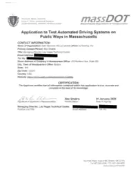 Aptiv Application to Test Automated Driving Systems (ADS)