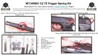 CZ 75 Trigger Spring Kit Printable Instructions