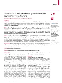 Interventions to Strengthen the HIV Prevention Cascade: a Systematic Review of Reviews