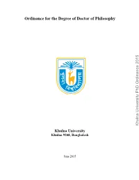 Ordinance for Phd Program