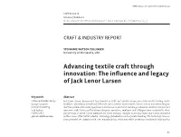 Advancing Textile Craft Through Innovation: the Influence and Legacy of Jack Lenor Larsen