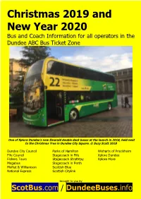 Christmas 2019 and New Year 2020 Bus and Coach Information for All Operators in the Dundee ABC Bus Ticket Zone