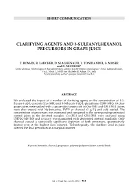 Clarifying Agents and 3-Sulfanylhexanol Precursors in Grape Juice