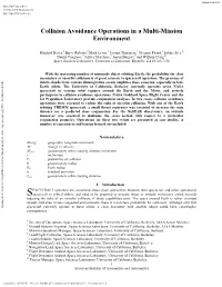 Collision Avoidance Operations in a Multi-Mission Environment