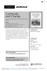 Continuity and Change a Journal of Social Structure, Law and Demography in Past Societies