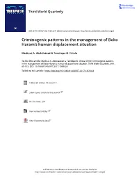 Criminogenic Patterns in the Management of Boko Haram's