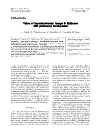 Value of Bronchoalveolar Lavage in Lipidoses with Pulmonary Involvement