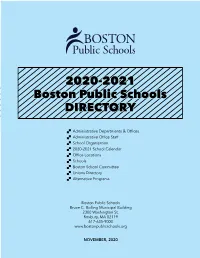 2020-2021 Boston Public Schools DIRECTORY