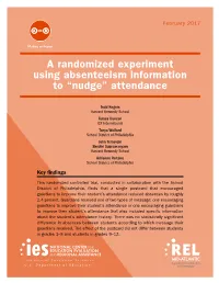 A Randomized Experiment Using Absenteeism Information to “Nudge” Attendance